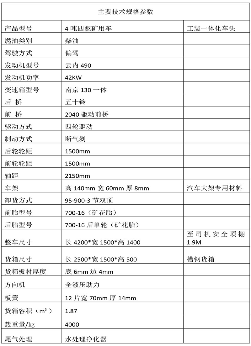 礦用四不像自卸車